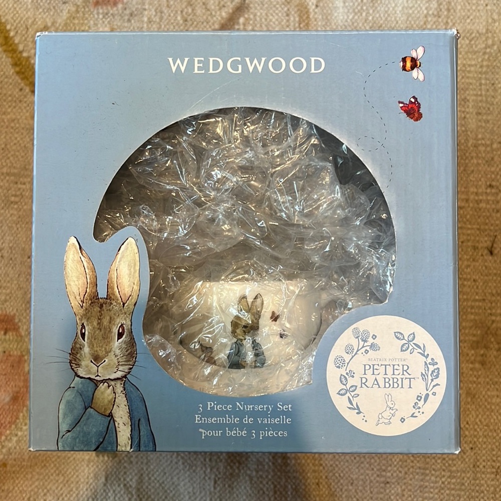 Peter Rabbit Wedgwood 3 Piece nursery set new in box